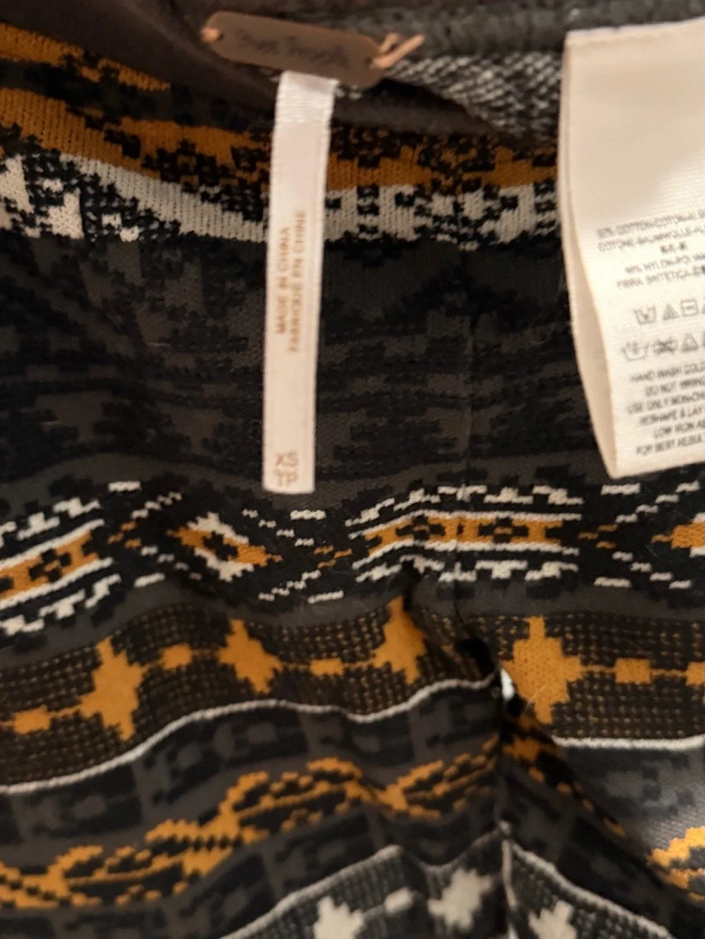 Free People Black, White & Mustard Geo-Print Leggings
